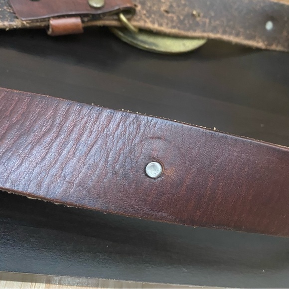 Vintage NOCONA Co. Bullet Stud Leather Belt with Eagle Brass Belt Buckle Size 38 - Picture 4 of 15